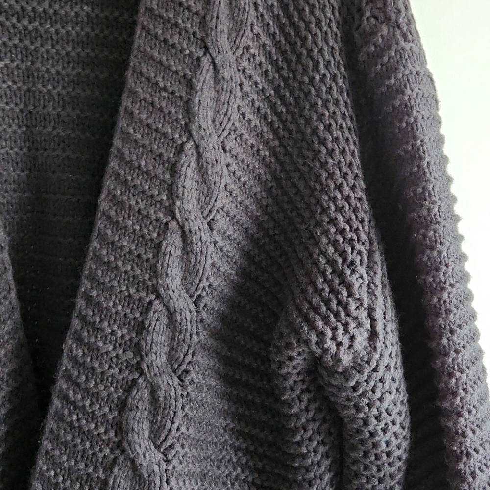 SHEIN Oversized Black Knit Open-front Cardigan, Size M - Picture 3 of 10
